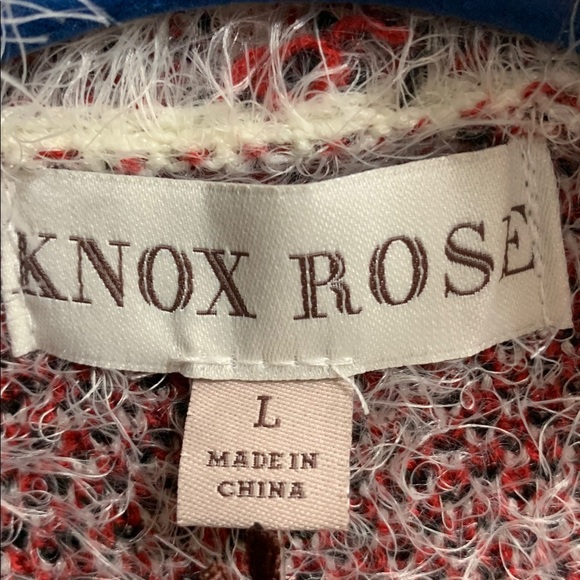 Knox Rose Boho Eyelash Open Cardigan Women’s Size Large Floral Geometric Red New - Picture 2 of 7